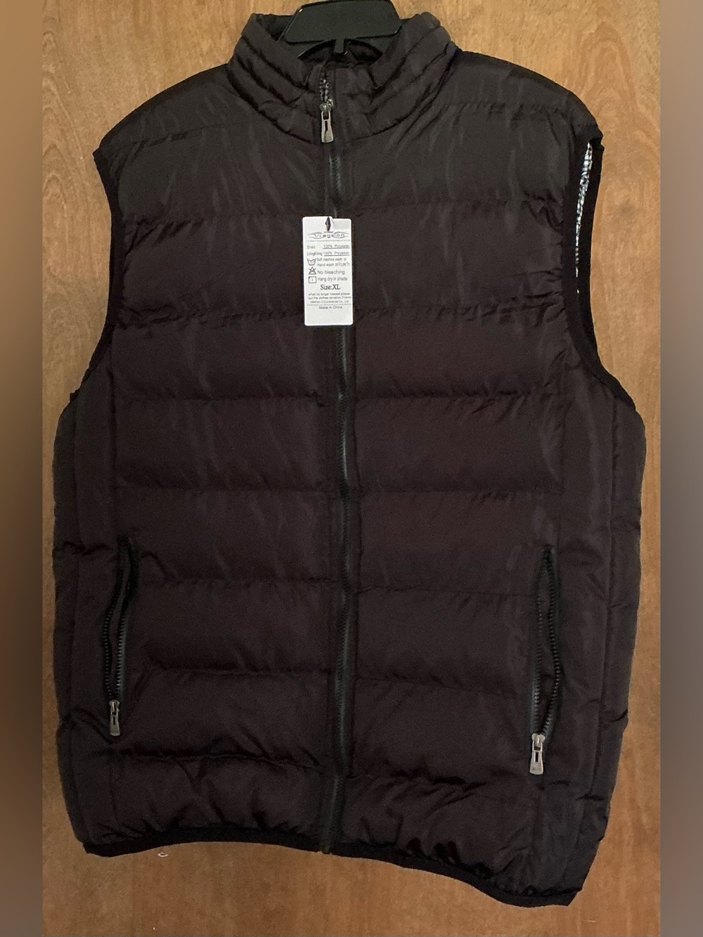 Vcansion Men'sBlack Puffer Vest Size XL Full Zip Quilted Sleeveless Jacket NWT